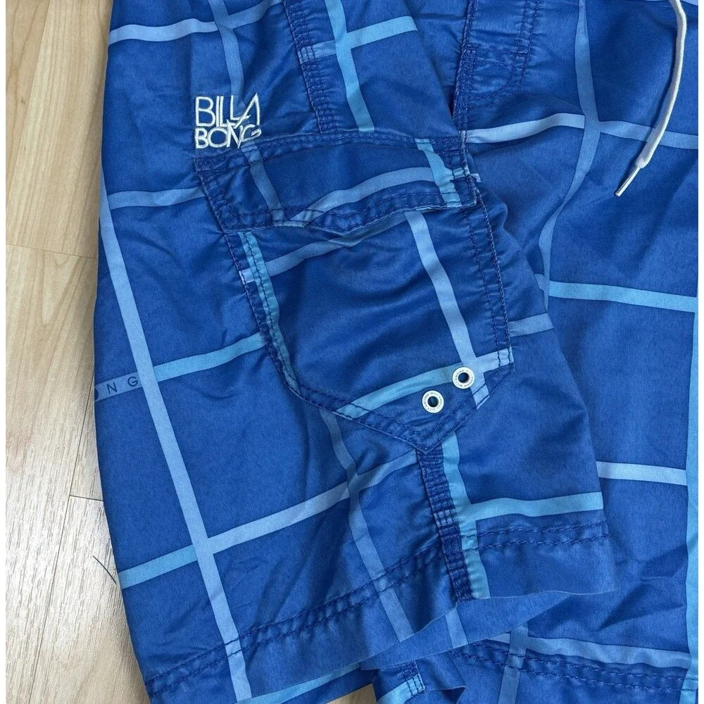 Vintage Y2K Billabong Embroidered Board Shorts / Swim Trunks / Blue / Size 34